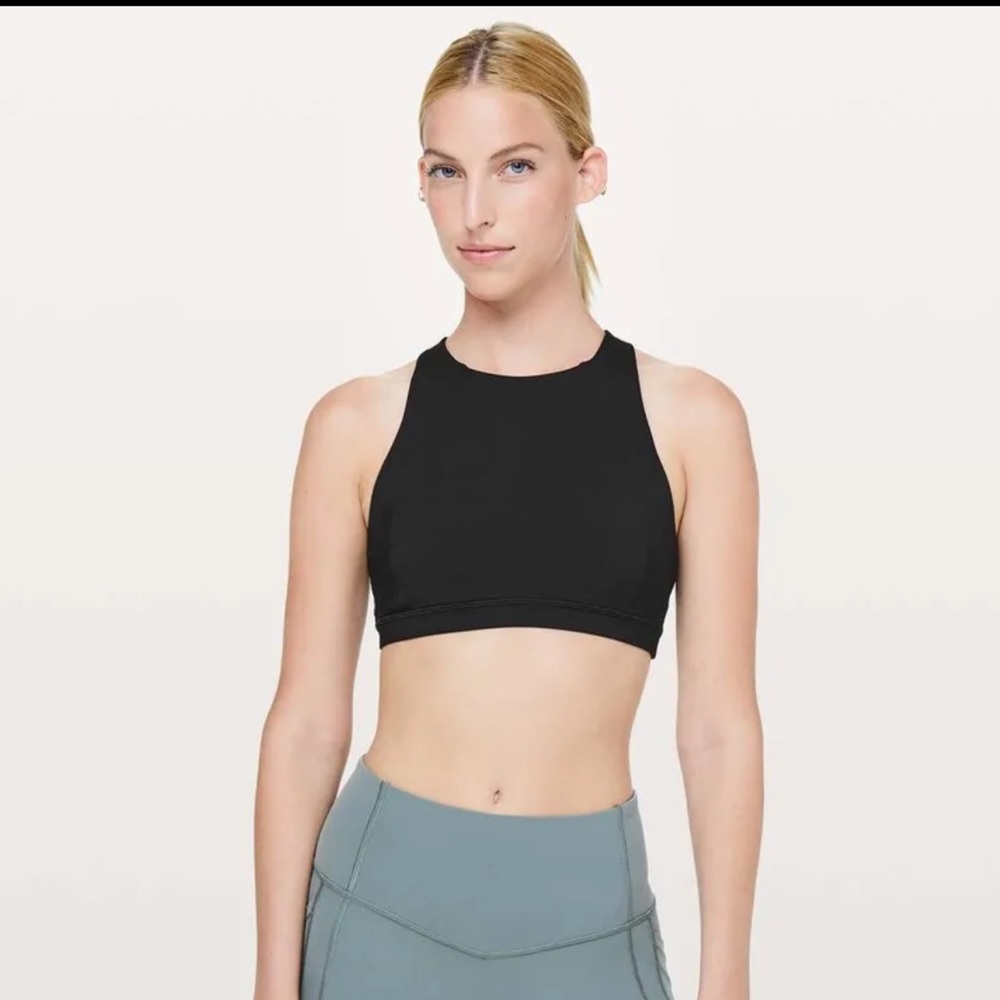 #58: Lululemon black free to be serene high neck bra size 6